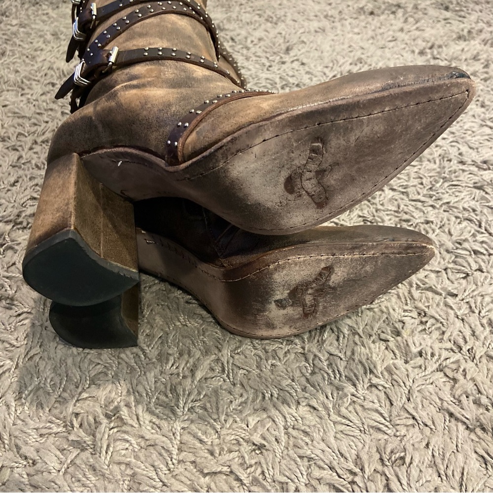 Freebird JAX Strappy Tall Distressed Leather Riding Boots Size 10 - Picture 16 of 16